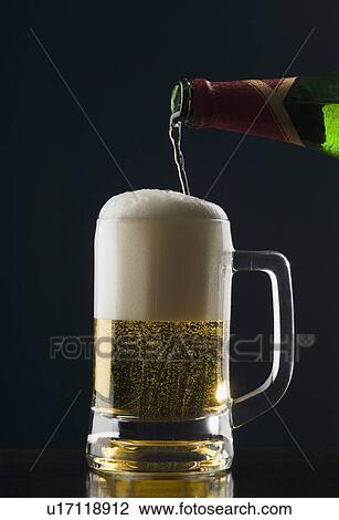 Close-up of beer being poured into a beer glass View Large Photo Image Stock Image - Close-up of beer being poured into a beer glass. Fotosearch