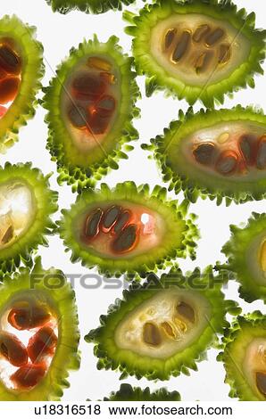 Stock Photo - Close-up of slices of bitter melon. Fotosearch