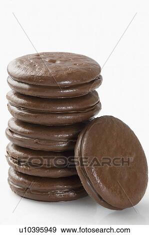 Stock Photo - Close-up of a stack of chocolate cookies. Fotosearch