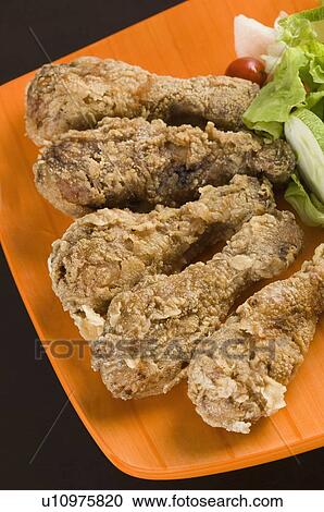 Close-up of roast chicken with salad in a plate View Large Photo Image Stock Image - Close-up of roast chicken with salad in a plate. Fotosearch