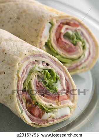 Deli Tortilla Wrap Cut in Half View Large Photo Image Stock Photography - Deli Tortilla Wrap Cut in Half. Fotosearch