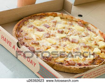 Ham and Pineapple Pizza in a Take Away Box View Large Photo Image Stock Image - Ham and Pineapple Pizza in a Take Away Box. Fotosearch