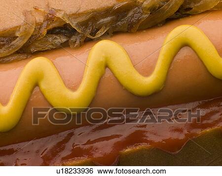 Hot Dog with Fried Onions mustard and Tomato Ketchup View Large Photo Image Stock Photograph - Hot Dog with Fried Onions mustard and Tomato Ketchup. Fotosearch