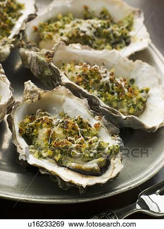 Platter of Oysters Rockefeller View Large Photo Image Stock Photo - Platter of Oysters Rockefeller. Fotosearch