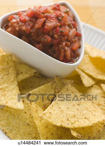 Pot Of Tomato Salsa with Tortilla Chips View Large Photo Image Stock Image - Pot Of Tomato Salsa with Tortilla Chips. Fotosearch