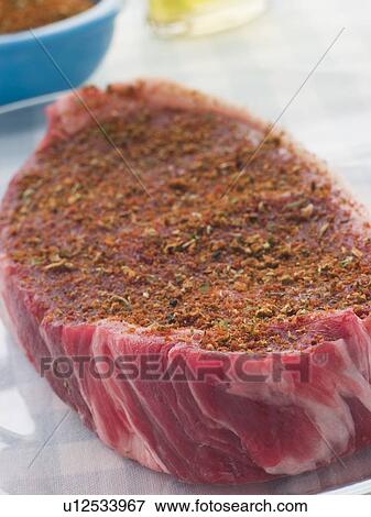 Stock Photo - Sirloin Steak with Cajun Spice Rub. Fotosearch