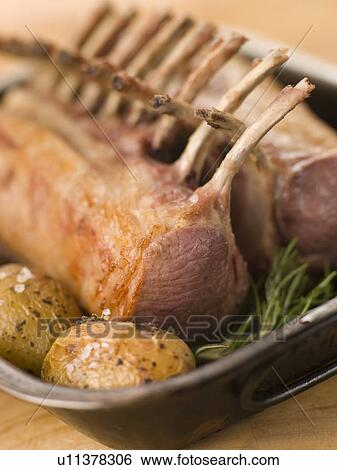Best End Of English Spring Lamb with Rosemary Roasted New Potatoes View Large Photo Image Stock Photograph - Best End Of English Spring Lamb with Rosemary Roasted New Potatoes. Fotosearch