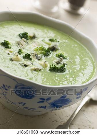 Stock Image - Bowl of Broccoli and Stilton Soup. Fotosearch