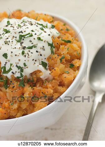 Crushed Swede and Carrot with Sour Cream and Pepper View Large Photo Image Stock Photography - Crushed Swede and Carrot with Sour Cream and Pepper. Fotosearch