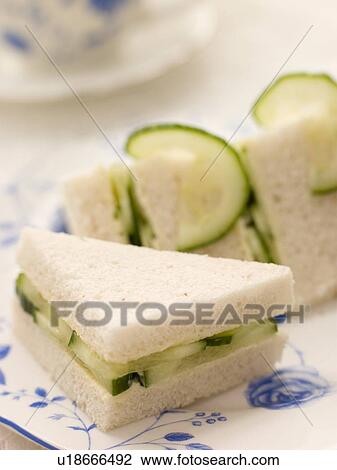 Cucumber Sandwich on White Bread with Afternoon tea View Large Photo Image Stock Image - Cucumber Sandwich on White Bread with Afternoon tea. Fotosearch
