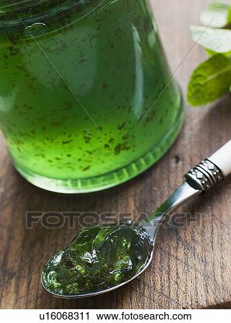 Stock Image - Jar of Mint Jelly. Fotosearch