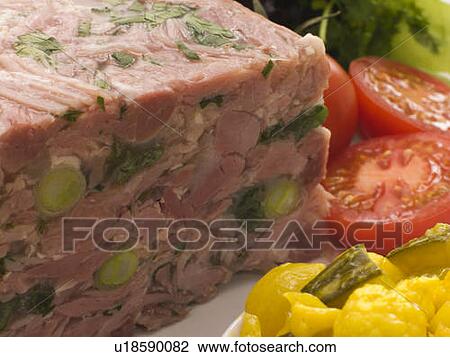 Jellied Gammon and Leek Terrine with Piccalilli View Large Photo Image Stock Image - Jellied Gammon and Leek Terrine with Piccalilli. Fotosearch