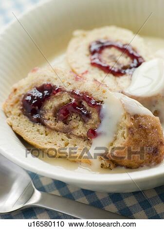 Bowl of Jam Roly Poly and Custard View Large Photo Image Stock Image - Bowl of Jam Roly Poly and Custard. Fotosearch