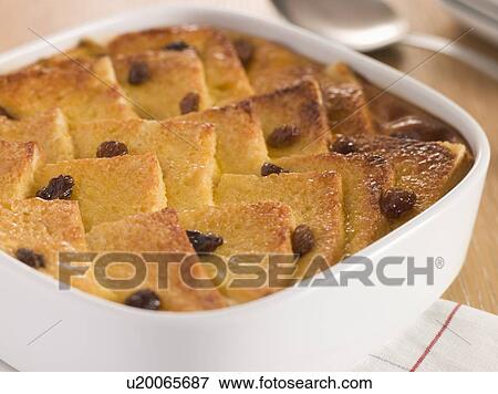 Stock Photo - Bread and Butter Pudding in a Dish. Fotosearch