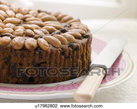 Dundee Cake on a Plate View Large Photo Image Stock Image - Dundee Cake on a Plate. Fotosearch