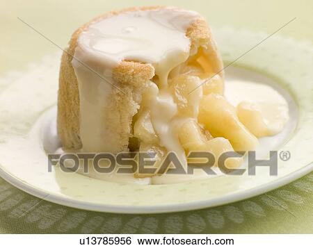 Hot Apple Charlotte with Custard View Large Photo Image Stock Photograph - Hot Apple Charlotte with Custard. Fotosearch