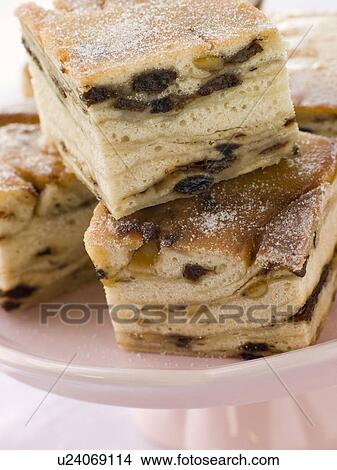 Picture - Plate of Lardy Cake Squares. Fotosearch