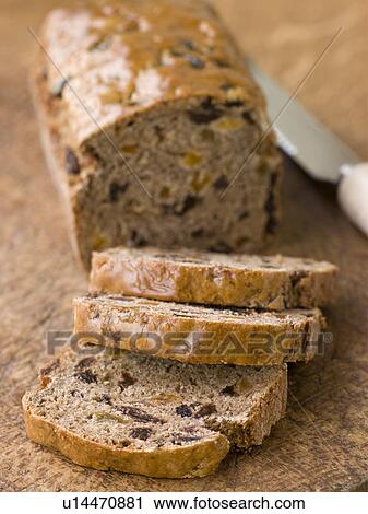 Stock Image - Slices from a Loaf of Bara Brith. Fotosearch
