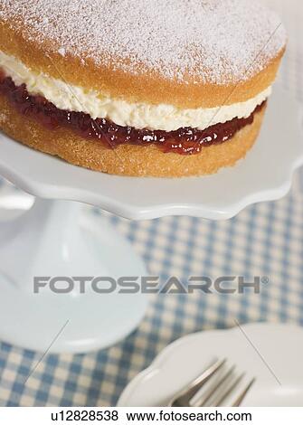 Victoria Sponge on a Cake Stand View Large Photo Image Stock Photo - Victoria Sponge on a Cake Stand. Fotosearch