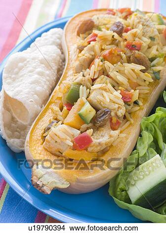 Chicken Biriyani served in a Roasted Butternut Squash View Large Photo Image Picture - Chicken Biriyani served in a Roasted Butternut Squash. Fotosearch