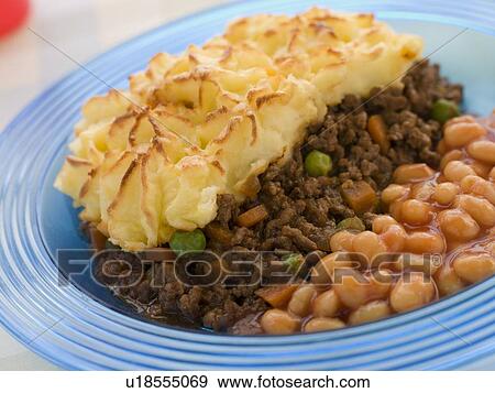 Cottage Pie and Baked Beans View Large Photo Image Stock Photo - Cottage Pie and Baked Beans. Fotosearch