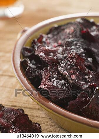 Stock Photo - Beetroot Crisps with Sea Salt. Fotosearch