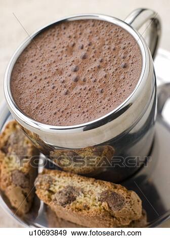 Hot Chocolate Florentine with Chocolate Cantuccini Biscotti View Large Photo Image Stock Photo - Hot Chocolate Florentine with Chocolate Cantuccini Biscotti. Fotosearch