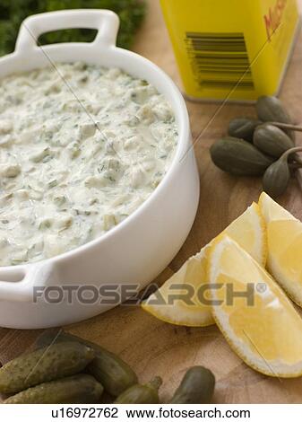 Stock Image - Making Tartare Sauce. Fotosearch