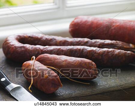 Stock Image - Selection of Spanish Sausages. Fotosearch