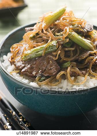 Sweet Soy Beef Fillet with Shirataki Noodles on Rice View Large Photo Image Stock Photo - Sweet Soy Beef Fillet with Shirataki Noodles on Rice. Fotosearch