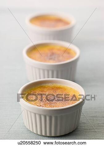 Stock Image - Three Creme Brulees. Fotosearch