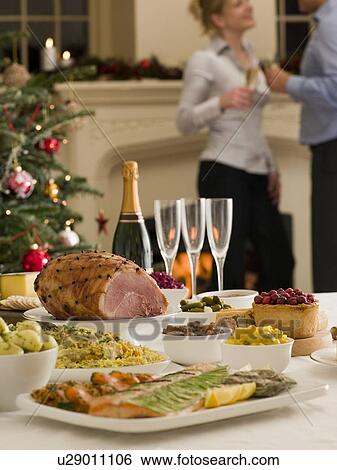Boxing Day Buffet Lunch Christmas Tree and Log Fire View Large Photo Image Stock Photograph - Boxing Day Buffet Lunch Christmas Tree and Log Fire. Fotosearch