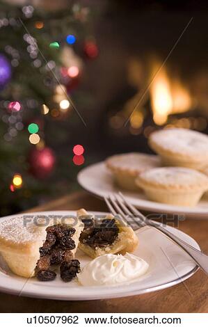 Stock Image - Mince Pie with Brandy Cream. Fotosearch