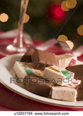 Plate of Chocolate Dipped and Plain Nougat View Large Photo Image Picture - Plate of Chocolate Dipped and Plain Nougat. Fotosearch