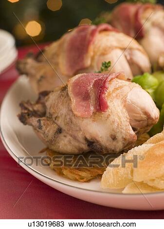 Pot Roasted Partridge with Rosti Potato Fried Croutons and Bacon View Large Photo Image Stock Image - Pot Roasted Partridge with Rosti Potato Fried Croutons and Bacon. Fotosearch