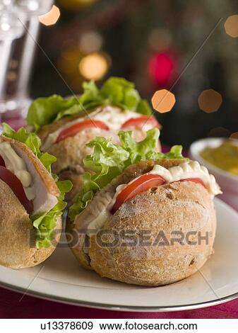 Roast Turkey Rolls with Lettuce Tomato and Mayonnaise View Large Photo Image Stock Photo - Roast Turkey Rolls with Lettuce Tomato and Mayonnaise. Fotosearch