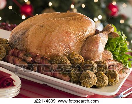 Traditional Roast Turkey with Trimmings View Large Photo Image Stock Photo - Traditional Roast Turkey with Trimmings. Fotosearch