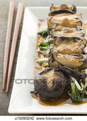 Fried Shitake Mushrooms with Shoyu Pac Choi and Bean sprouts View Large Photo Image Stock Image - Fried Shitake Mushrooms with Shoyu Pac Choi and Bean sprouts. Fotosearch