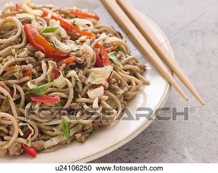 Fried Soba Noodles with Pork and Cabbage View Large Photo Image Stock Image - Fried Soba Noodles with Pork and Cabbage. Fotosearch