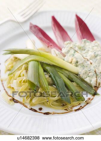 Stock Photo - Leeks Vinaigrette with Sauce Gribiche. Fotosearch
