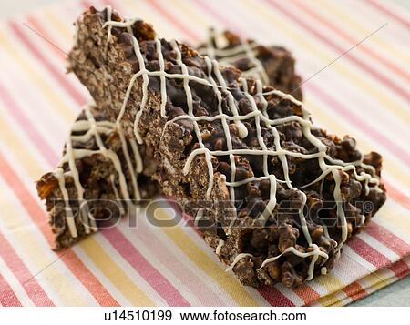 Stock Photo - Chocolate and Fruit Rice Crisp Cake. Fotosearch