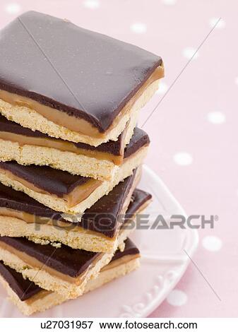 Chocolate Caramel Shortbread View Large Photo Image Stock Photo - Chocolate Caramel Shortbread. Fotosearch