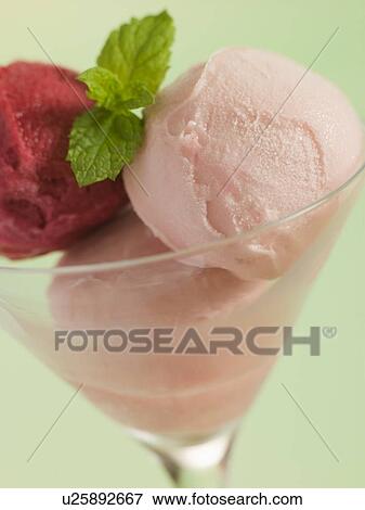 Stock Photo - Cocktail Glass with a Trio of Sorbets. Fotosearch