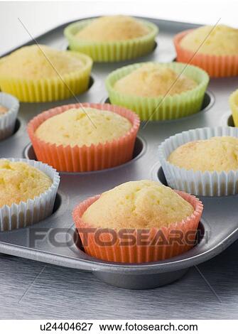 Stock Photo - Cup Cakes in a Cup Cake Tray. Fotosearch