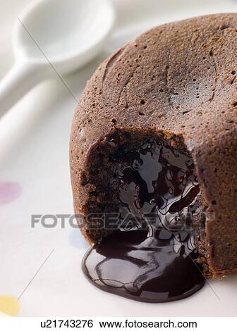 Stock Photograph - Hot Chocolate Pudding with a Fondant Centre. Fotosearch