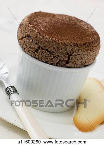 Hot Chocolate Souffle with Langue de Chat Biscuits View Large Photo Image Stock Image - Hot Chocolate Souffle with Langue de Chat Biscuits. Fotosearch