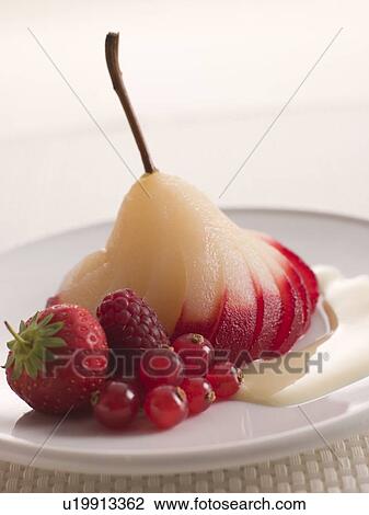 Poached Pear Marinated in Grenadine View Large Photo Image Stock Image - Poached Pear Marinated in Grenadine. Fotosearch