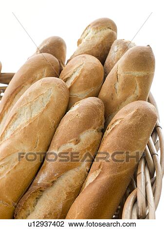 Stock Image - Basket of French Sticks. Fotosearch