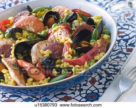 Stock Image - Bowl of Paella. Fotosearch
