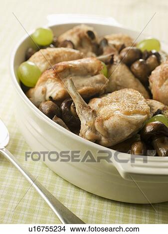 Picture - Fricassee of Chicken Mushrooms and Grapes. Fotosearch